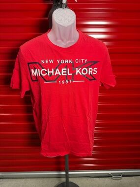 Michael Kors Red New York City Logo Short Sleeve Tee